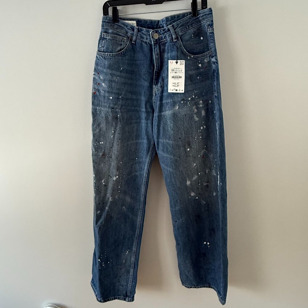 Zara NWT "paint splattered" jeans